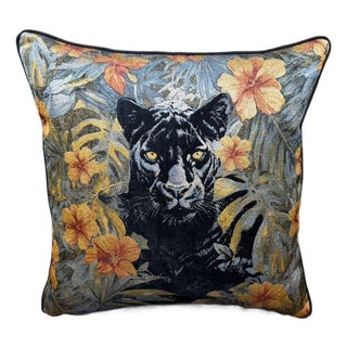 Black Panther Botanical Cushion Cover For Sale