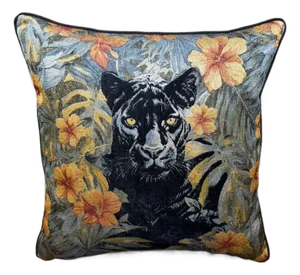 Black Panther Botanical Cushion Cover