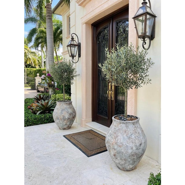 Pair of Antique-Inspired Weathered Terracotta Ovoid Planters For Sale In West Palm - Image 6 of 11