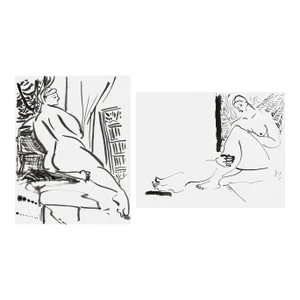 "Nude" Original Set of Two Ink Drawings by Yuki Osada