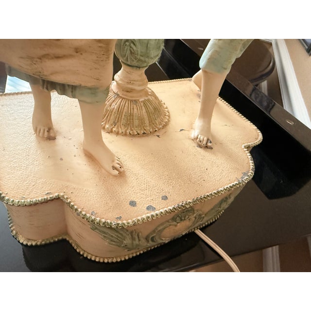 Antique L & F Moreau Figural Double-Light Lamp Collection Francaise - French Renaissance Style With Original Shades Lamp. Foundry Mark. For Sale - Image 18 of 18