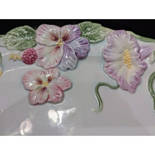 Ceramic 90's Fitz and Floyd Classics "Halcyon" Floral Trimmed Large Tray For Sale - Image 7 of 10