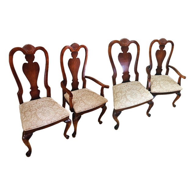 1980 Queen Anne Solid Cherry Dining Chairs, Set of Four For Sale