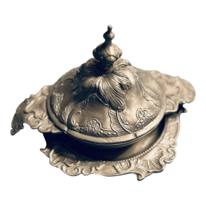 Mid 18th Century Polish Pewter Rococo Form Covered Bowl & Stand