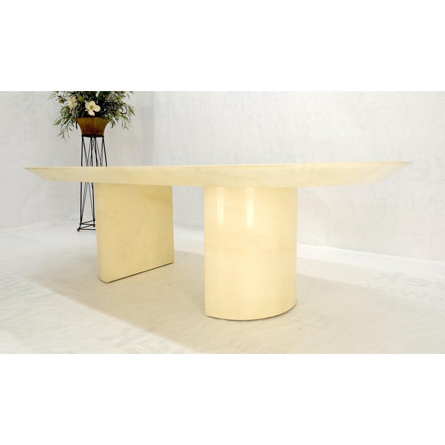 Large Oval Racetrack Knife Edge Lacquered Parchment Goat Skin Dining Table MINT For Sale - Image 10 of 12