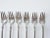 Set of 6 1847 Rogers Bros. triple silverplate cocktail or olive forks. Elaborate grape pattern, marked on back, overall...