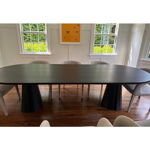 Maiden Home Blackened Oak Dining Table For Sale - Image 4 of 4