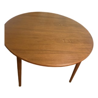 1960s Danish Midcentury Round Extension Dining Table For Sale