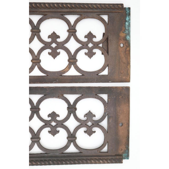 Pair of Reclaimed 14.5 In. Bronze Wall Register Grills For Sale - Image 4 of 6