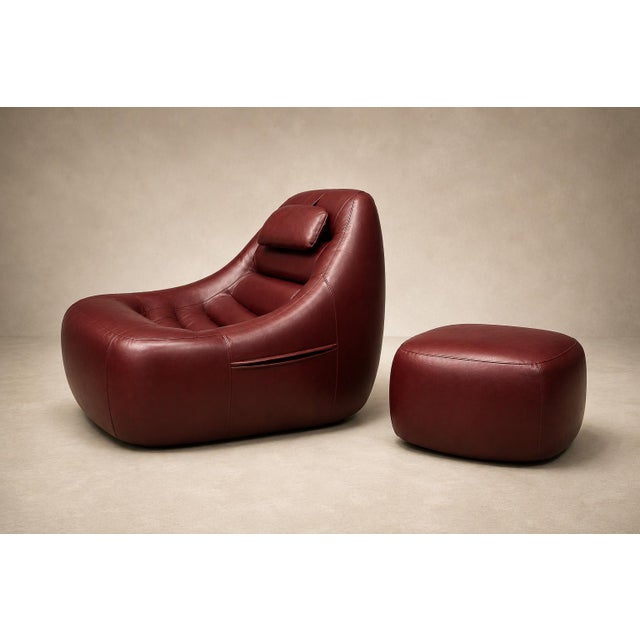 Maroon Mp-113 Lounge Chair With Ottoman in Original Faux Leather by Percival Lafer, Brasil, 1970s For Sale - Image 8 of 18
