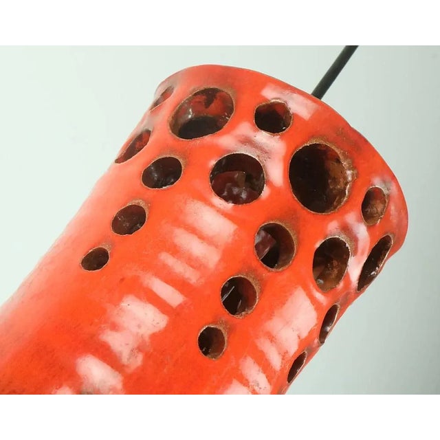 Mid-Century Modern Mid-Century Pendant Light with Orange Ceramic Shade, 1970s For Sale - Image 3 of 11