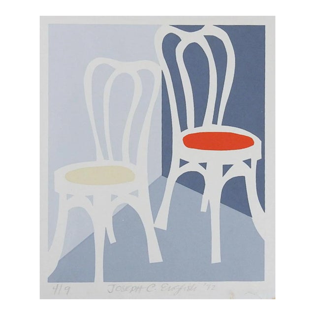 1972 Serigraph of Bistro Chairs For Sale