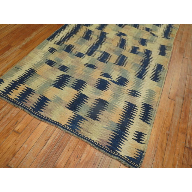 Mid-Century Modern Primitive Vintage Turkish Kilim - 4′ × 9′7″ For Sale - Image 3 of 9