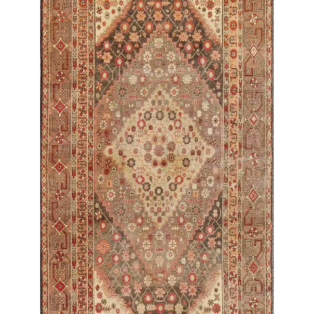 Antique Khotan Medallion Rug in Neutrals With Floral Motifs All-Over 6'4" X11'6" For Sale - Image 4 of 10