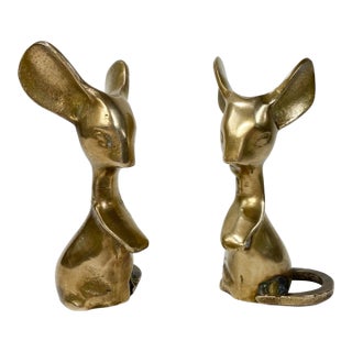 Mid Century Modern Brass Mice Pair For Sale