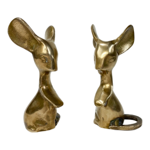 Mid Century Modern Brass Mice Pair