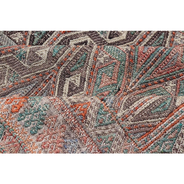 Vintage Turkish Kilim Rug With Geometric Design in Warm Earthy Tones 6'8 X 10'4 For Sale - Image 9 of 10