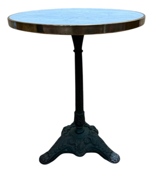 Round Bistro Side Table in Cast Iron and Marble