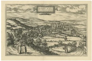 Hoefnagel, Bird's-Eye View of Blâmont in Lorraine, 1597, Print