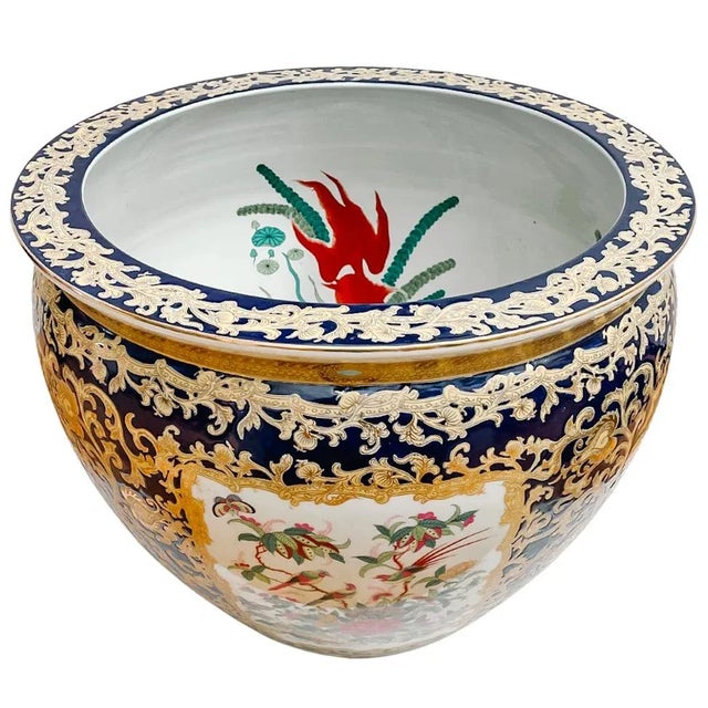 Chinoiserie Large Scale Chinese Export Rose Canton Fish Bowl Planter For Sale - Image 3 of 6