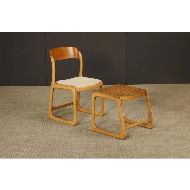 Pair of 1970s Bentwood Chairs & Caned Ottoman by Baumann France, Signed For Sale - Image 17 of 18
