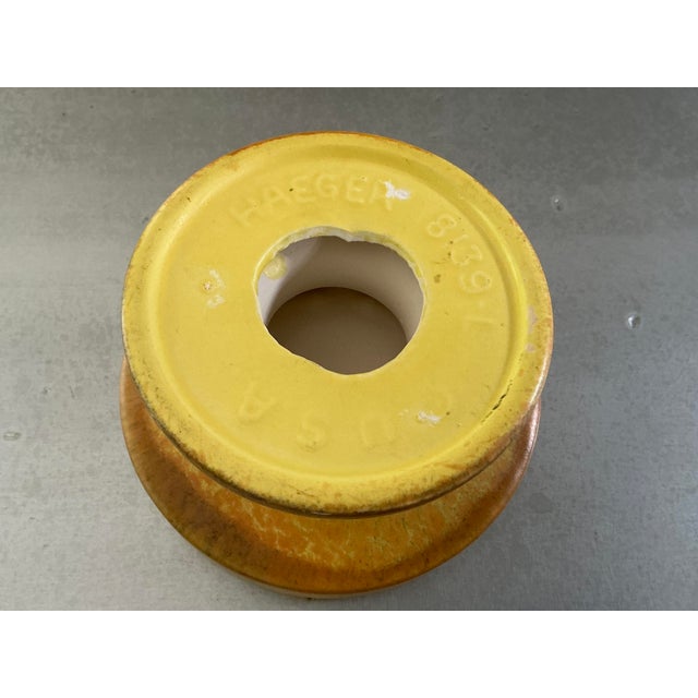 Vintage Mid-Century Haeger Pottery Pedestal Candle Holder – Warm Orange/Yellow Drip Glaze For Sale In Cleveland - Image 6 of 14