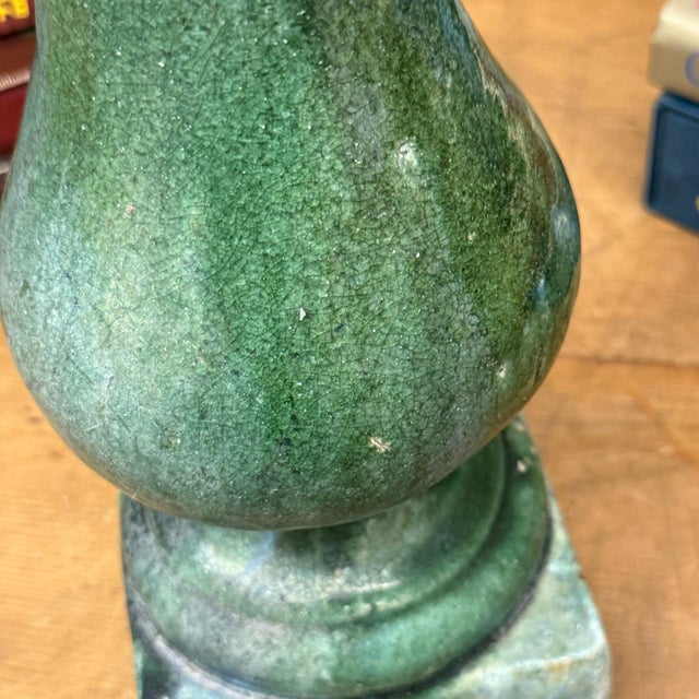 Green Glaze Ceramic Columns with Weathered Texture For Sale - Image 13 of 16