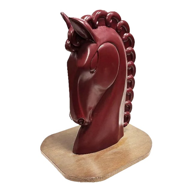 Viktor Schreckengost Styled Fiberglass Horse Bust on Hardwood Base For Sale