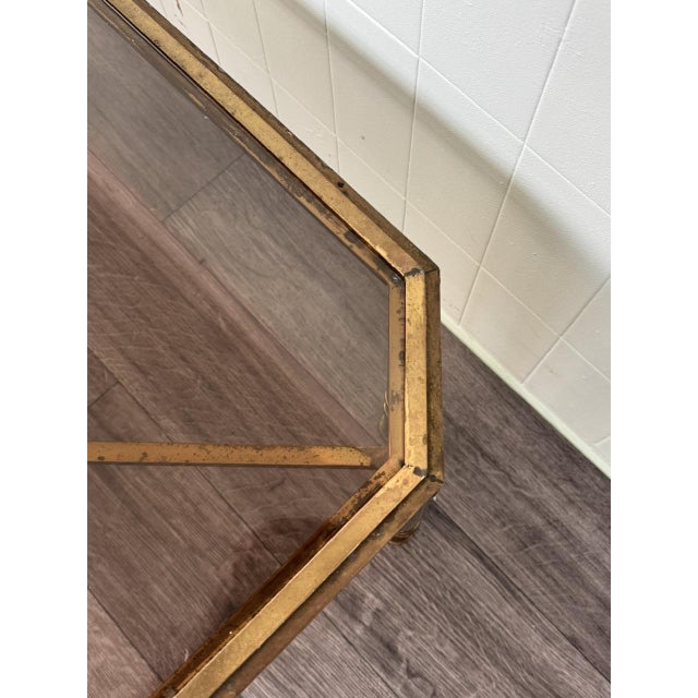 Vintage Hollywood Regency Style Brass and Smoked Glass Coffee Table, 1970s For Sale - Image 12 of 17