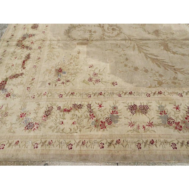 Beige Galerie Shabab Collection Mid-20th Century Turkish Herekeh Large Room Size Carpet in the Aubusson Style For Sale - Image 8 of 10