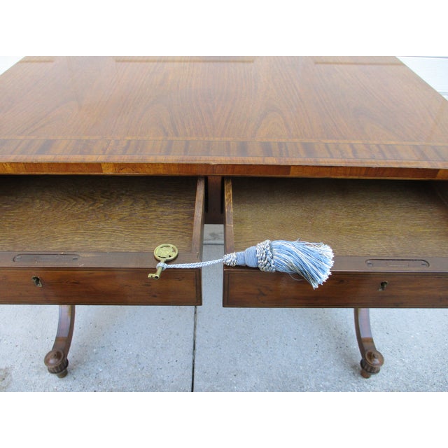 Brown Baker Furniture Mahogany Regency Drop Leaf Sofa Table Writing Desk For Sale - Image 8 of 12