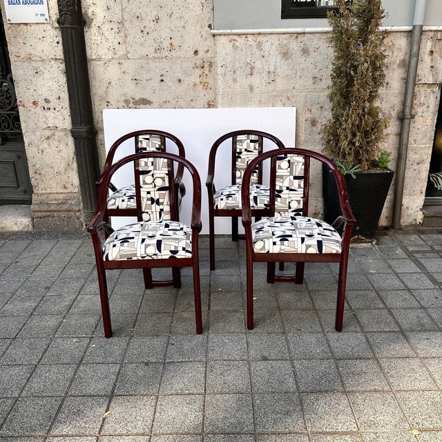 Art Deco Chairs in Upholstered in Euphoria Cubista from Misia Paris, France, 1970s, Set of 4 For Sale - Image 9 of 18