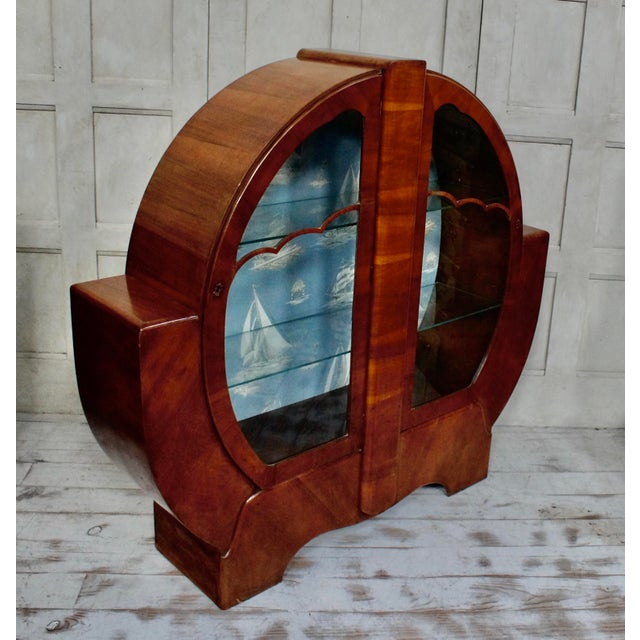 1920s Art Deco Walnut Circular Shouldered Cabinet, 1920s For Sale - Image 5 of 12