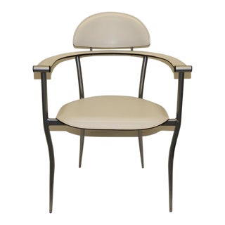 Modern Italian Arrben Leather Chair in White For Sale