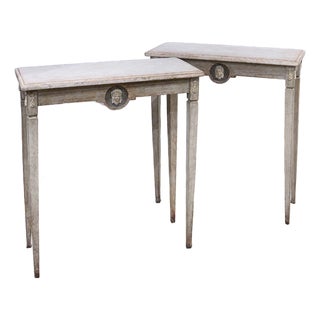 Pair of Swedish Gustavian Style Painted Console Tables, Circa 1880 For Sale