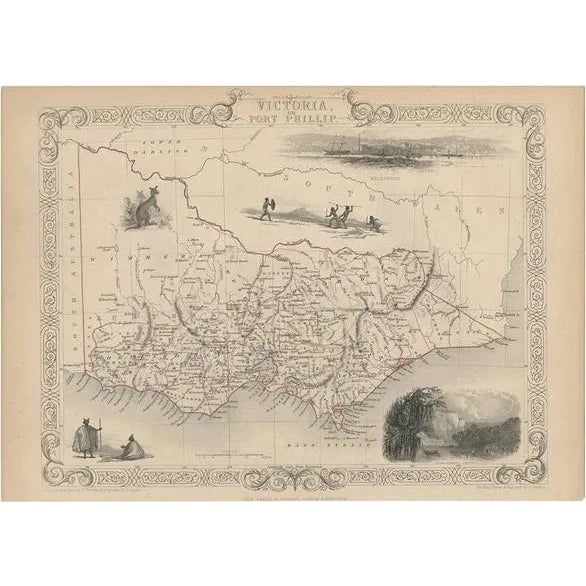 Antique Map of Victoria Australia by J. Tallis, 1855 For Sale - Image 5 of 5