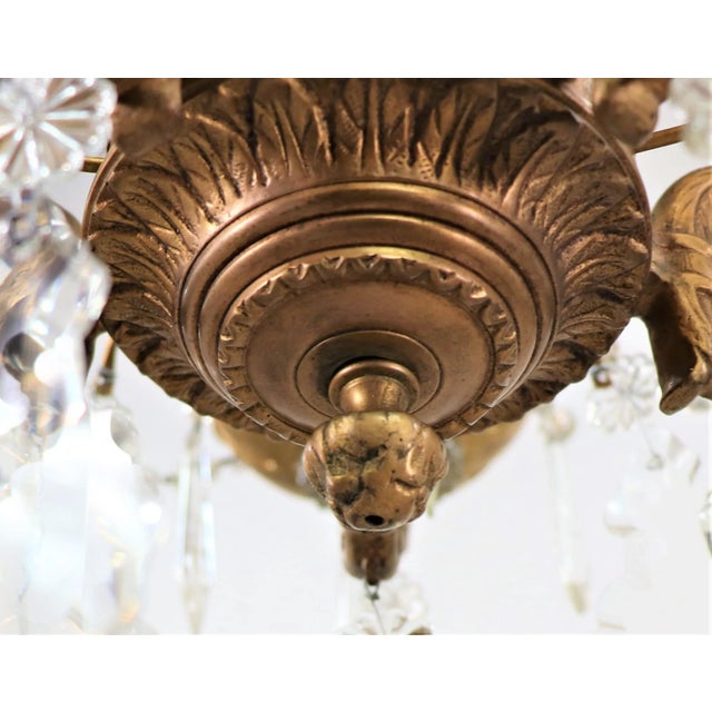 Vintage Maison Jansen Gilt Brass and Crystal Chandelier For Sale - Image 11 of 13