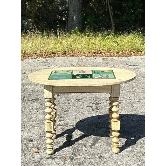 Vintage Boho Barley Twist Table With Inset Tile Top For Sale - Image 11 of 12