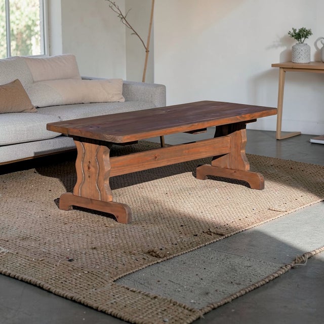 Vintage Farmhouse Trestle Coffee Table For Sale - Image 9 of 17