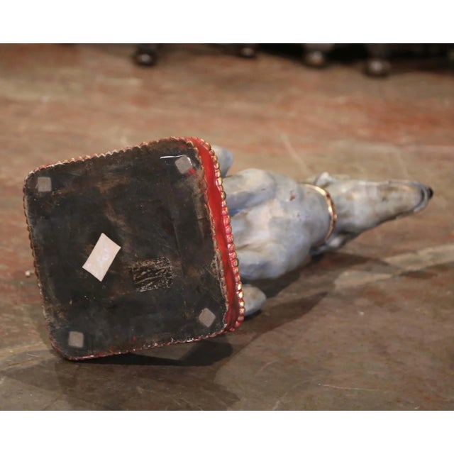 Mid 20th Century Vintage Italian Carved Wooden Polychrome Greyhound Dog Sculpture For Sale - Image 11 of 11