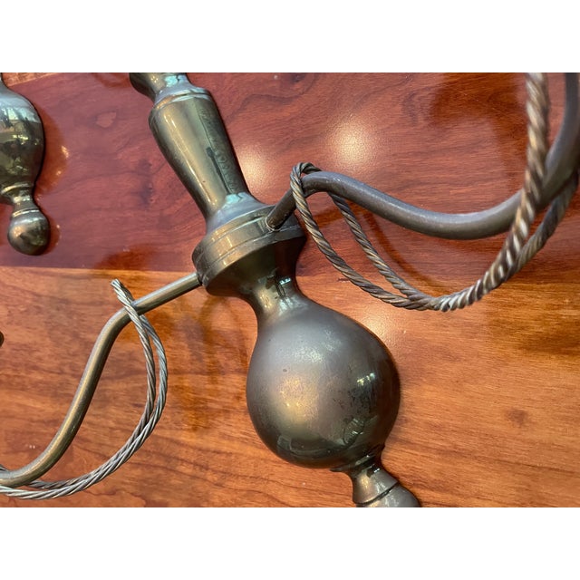 Vintage Brass Two Arm Wall Sconces With Braid and Tassels For Sale - Image 4 of 5