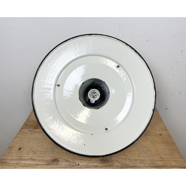 Industrial White Enamel Factory Pendant Lamp, 1960s For Sale - Image 17 of 18