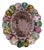 Victorian Inspired 128.4 Ct Ruby & Amethyst Cocktail Ring With Multicolor Tourmaline, Size 7 For Sale