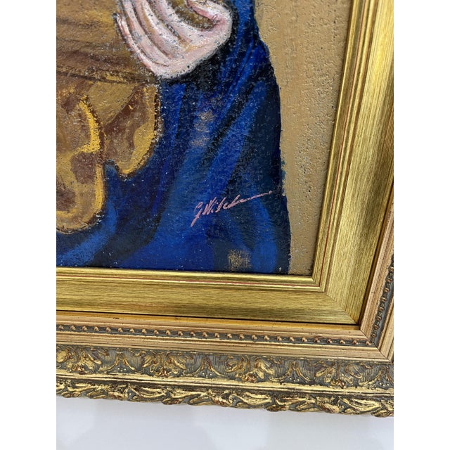 Painted Icon Depicting Notre Dame du Perpétuel Secours, 1960s, Oil on Jute Canvas For Sale - Image 7 of 9