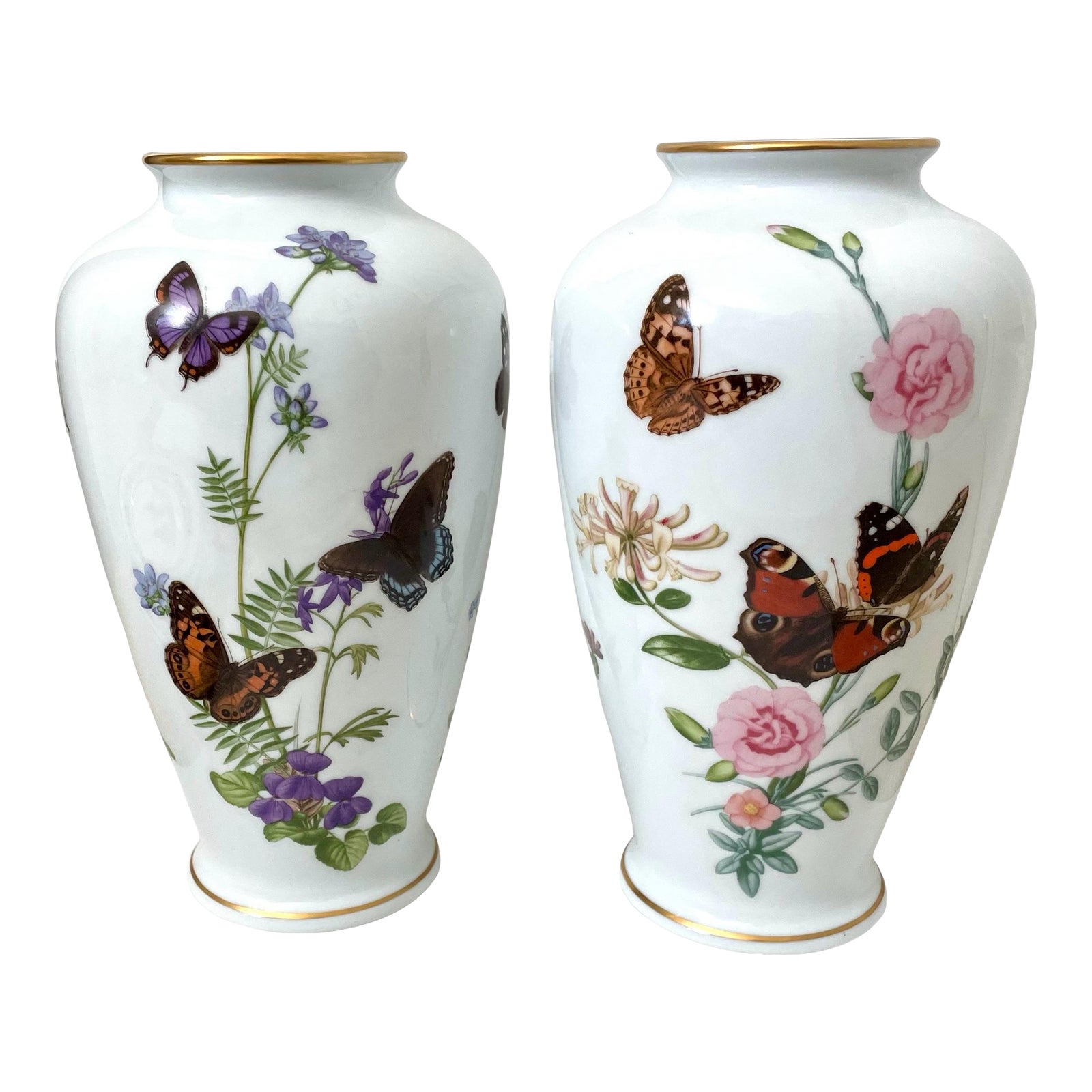 Franklin Porcelain the Meadowland Butterfly Vase John Wilkinson 1981 ...