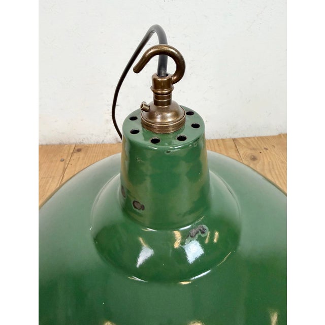 Industrial British Green Enamel Factory Pendant Lamp, 1960s For Sale - Image 12 of 18