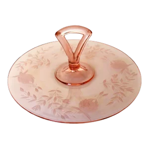 Vintage Pink Depression Glass Handled Tray/ Sandwich Plate