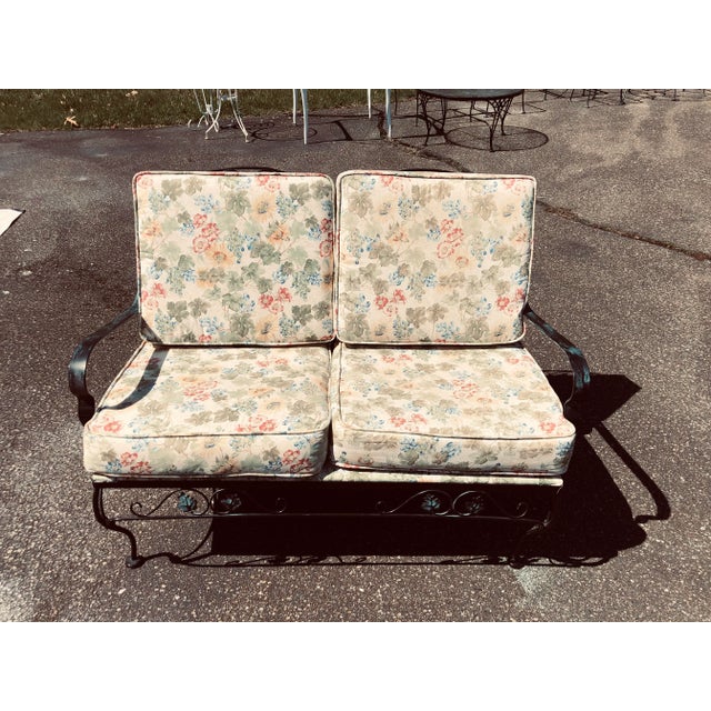 Metal Vintage Meadowcraft Wrought Iron Outdoor / Patio Loveseat For Sale - Image 7 of 8