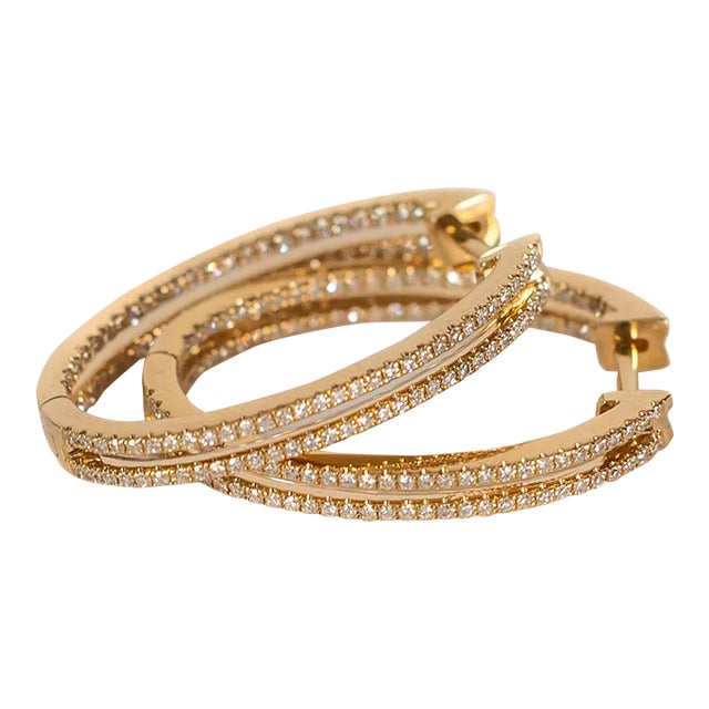 Rocks With Soul Double Oval Diamond Hoops - 2 Pieces For Sale