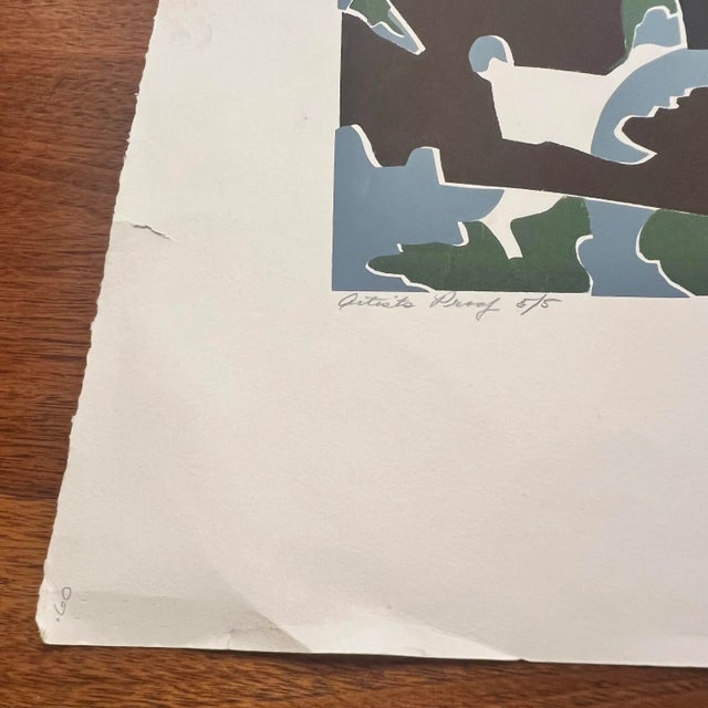 Coffee Carol Morgan Artists Proof 5/5 Original Print Blue Black Green For Sale - Image 8 of 12